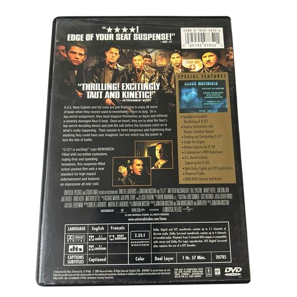 U-571 DVD WWII Submarine Action Suspense Matthew McConaughey collectors edition - Picture 2 of 3